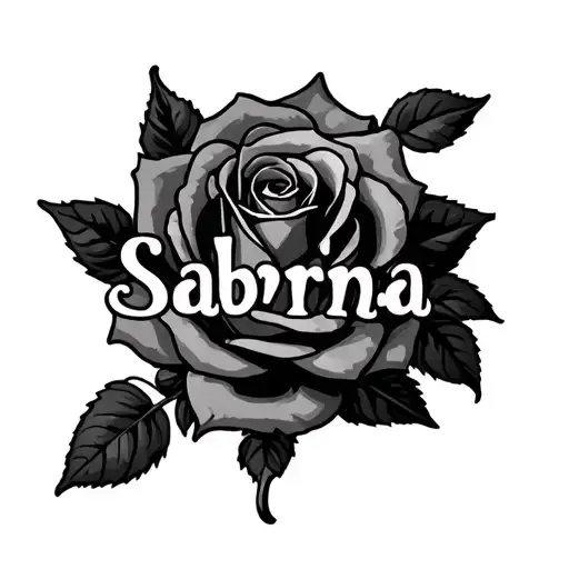The Name Sabrina Spelled Out With A Rose Surrounded