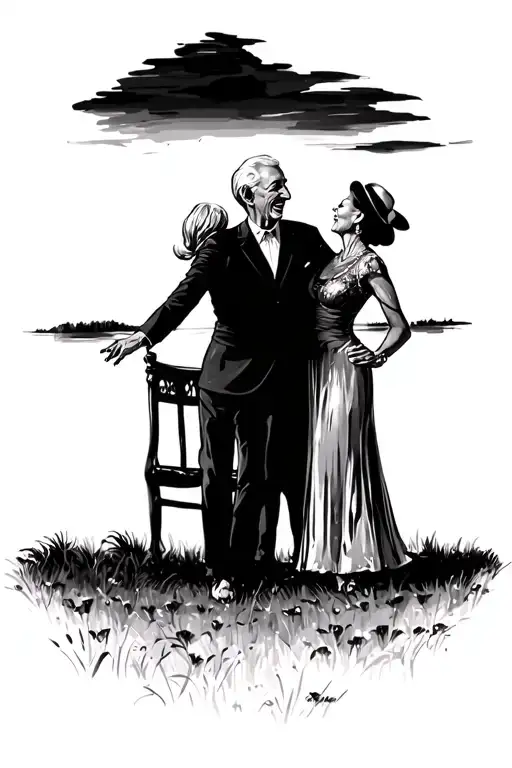 Grandparents Dancing During Twilight Time