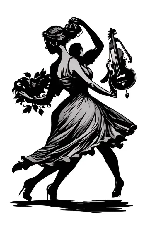 Silhouettes Swing Dancing During Twilight Time
