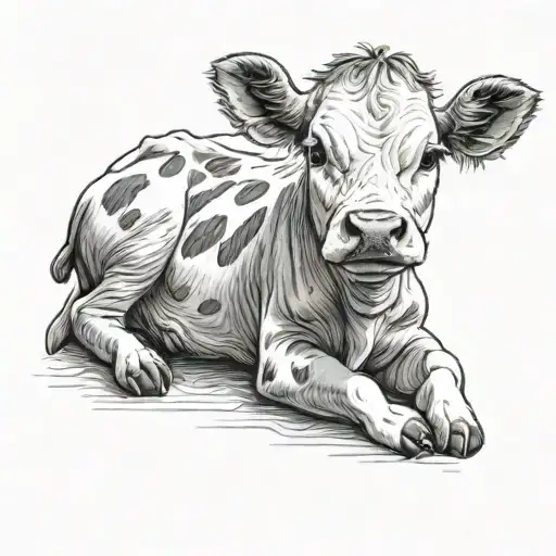 Baby Cow Laying Down