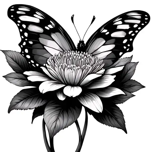 Butterfly With Flower Blooming