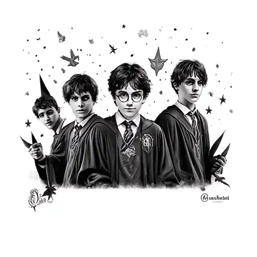 Harry Potter Collage Tattoo Featuring