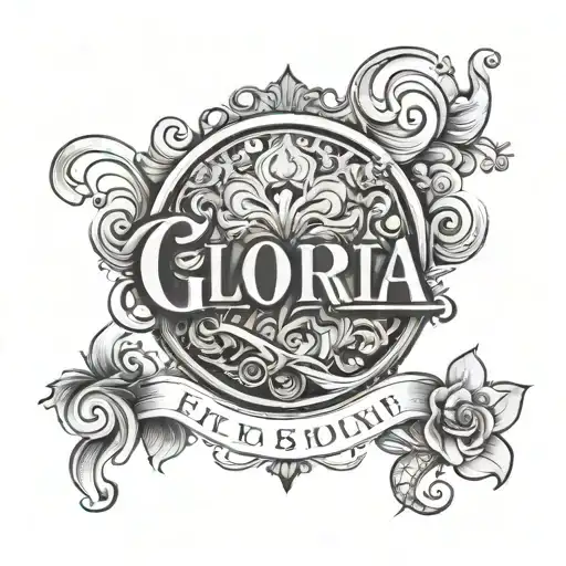 The Name Gloria With A Cool Font And Design Incorporating Elements