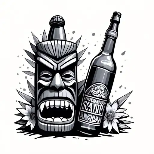 Tiki With A Bottle Of Booze