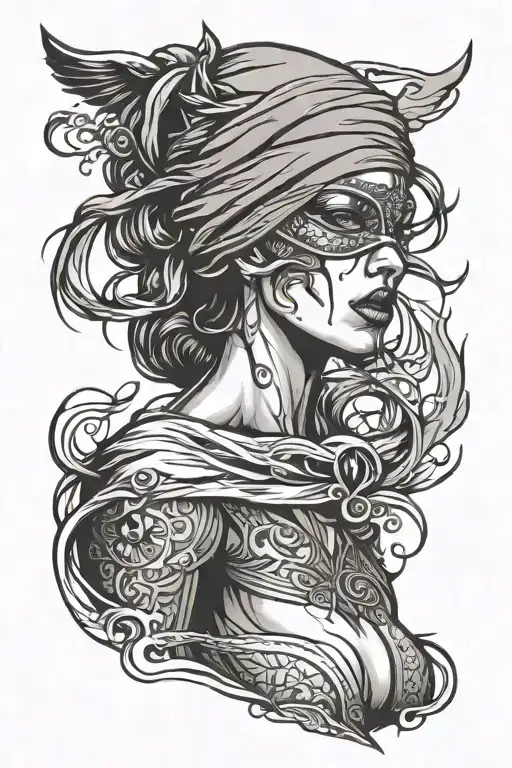 Widow Woman Blindfolded