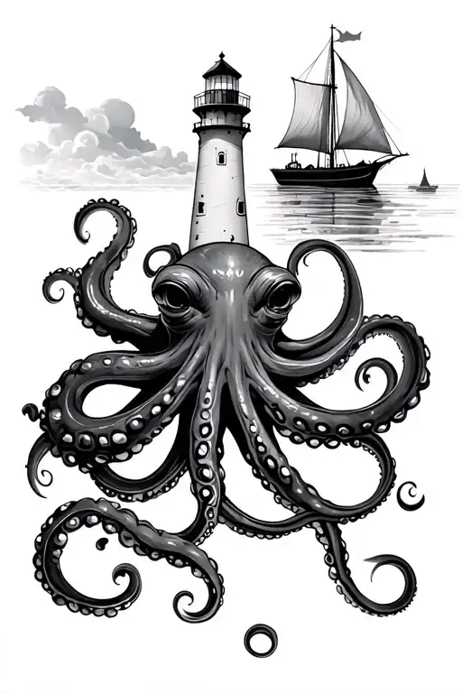 Octopus And Sailboat Lighthouse