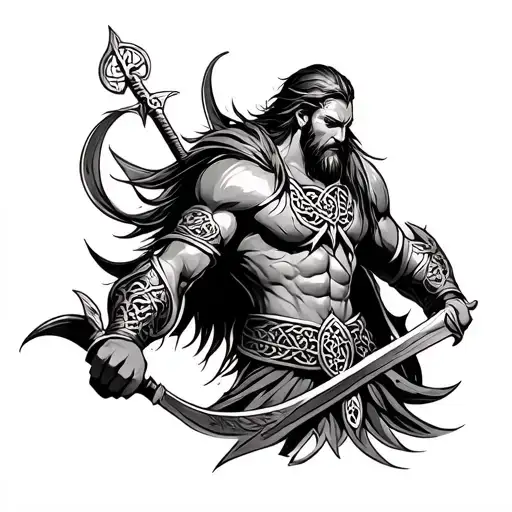 Celtic Warrior Sleeve Tattoo Design