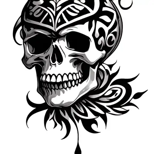 Skull In A Tribal Pattern Incorporating Elements