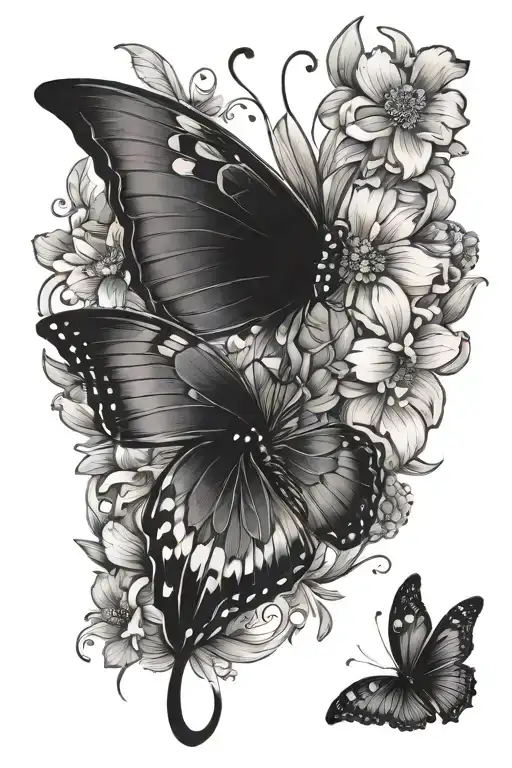 Butterfly With Semicolon And Flower