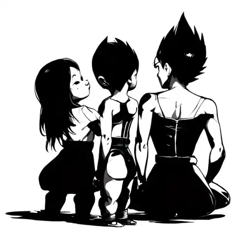 Vegeta And 2 Daughters And My Wife