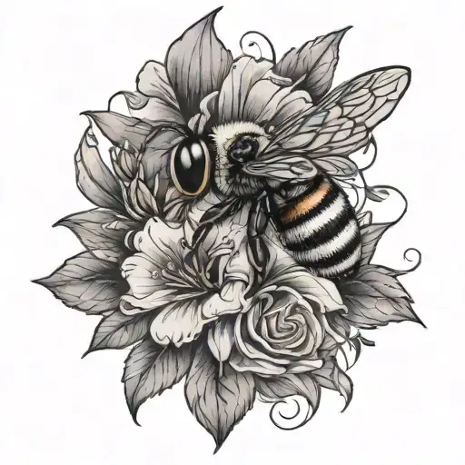Flowers And Tribal Bumblebee