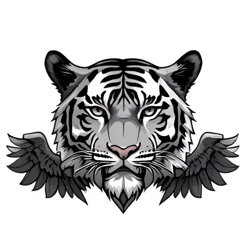 I Want The Face Of A Tiger On My Neck With The 2 Legs Grabbing The Wings Of A Chest Diamond