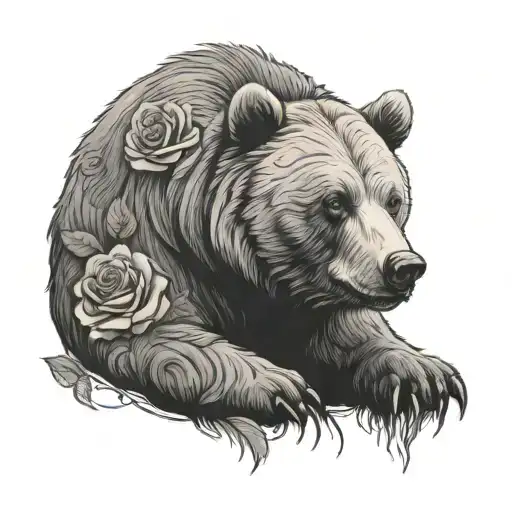 Bear And Rose Surrounded