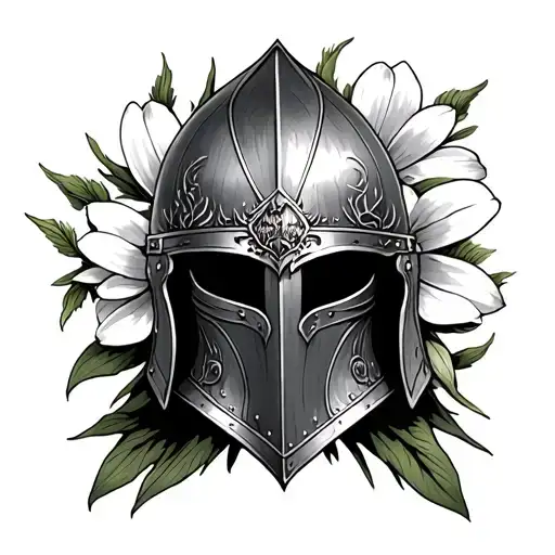Lord Of The Rings Rohan Helmet And Wood Anemone Flowers