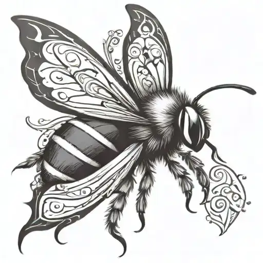 Tribal Bumblebee Tracing Heart