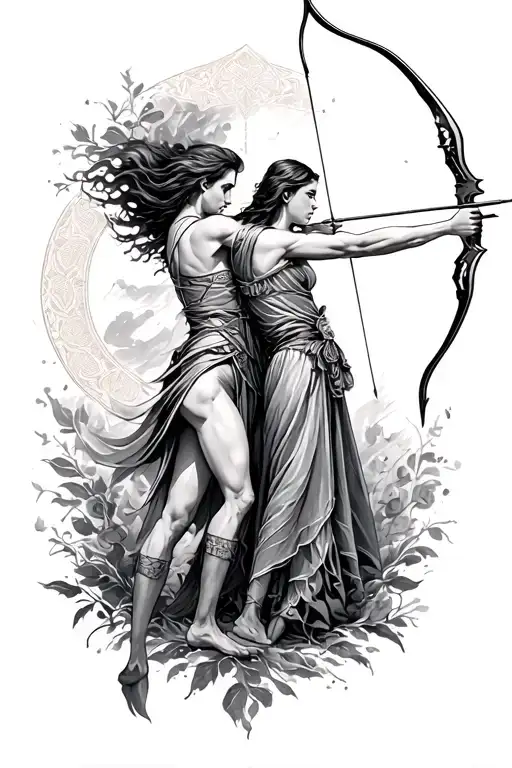 Sagittarius And Virgo Archer Shooting An Arrow