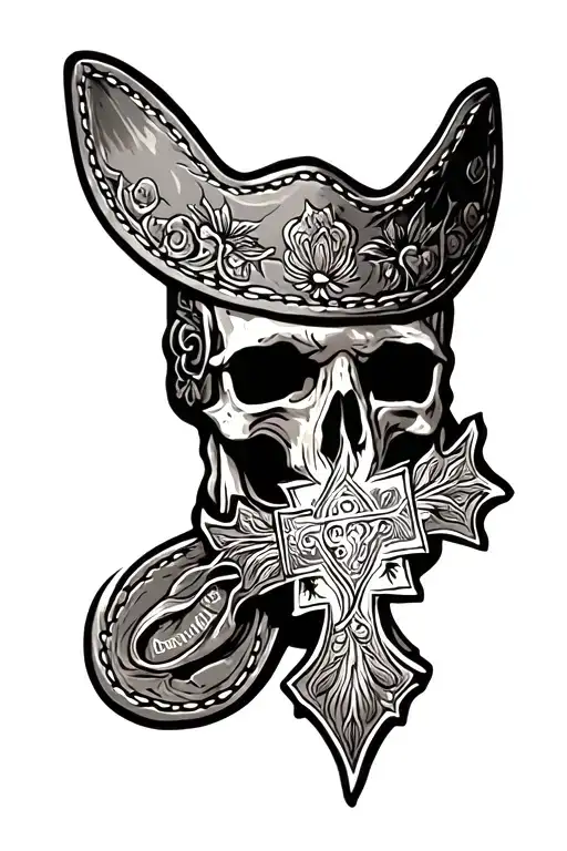 Tooled Leather With Western Style With Ear Tag With Cross