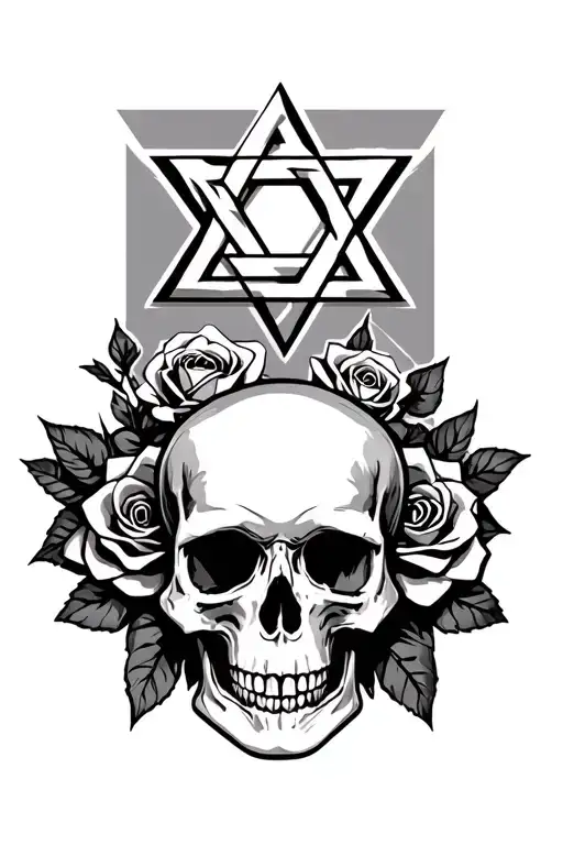 Star Of David With Skull And Rose's