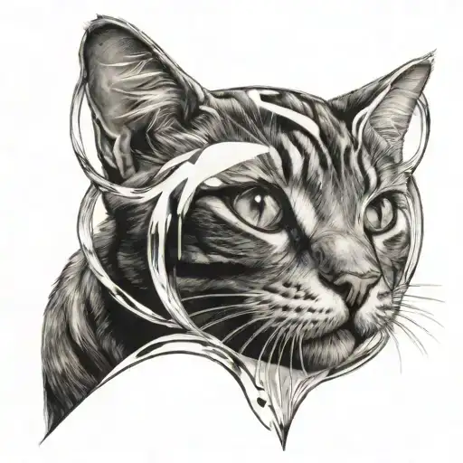 Cat Looking Through Glass Of Water