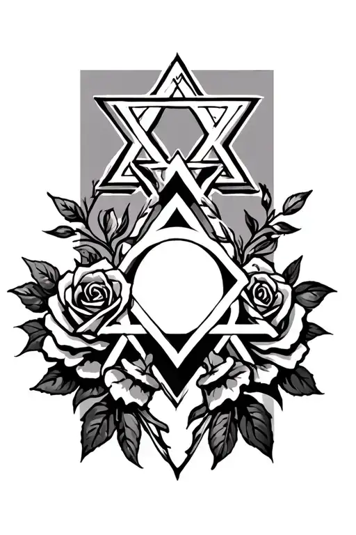 Star Of David With Cross And Rose's
