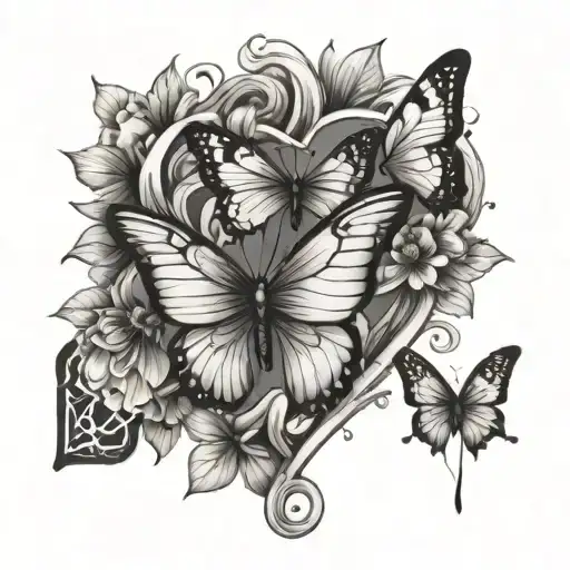 A Heart With Butterfly And Flowe