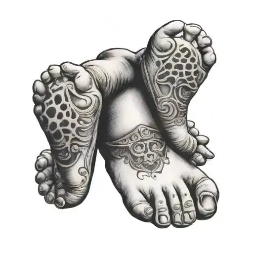 4 X Babys Feet Design For Back