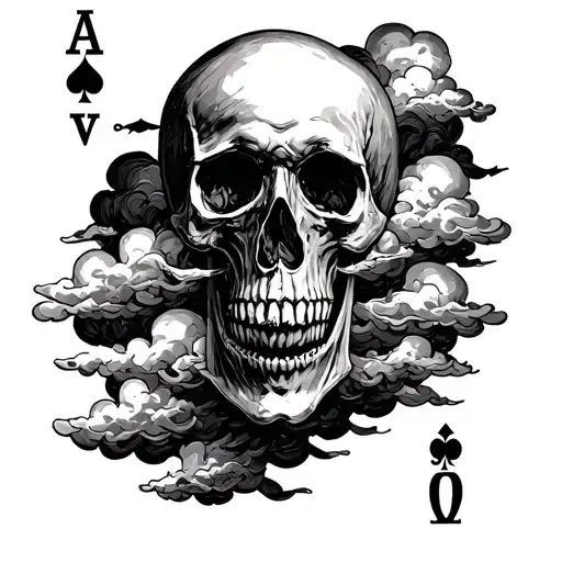 Momento Mori With Clouds As Witnesses And Ace Of Spades Tatoo