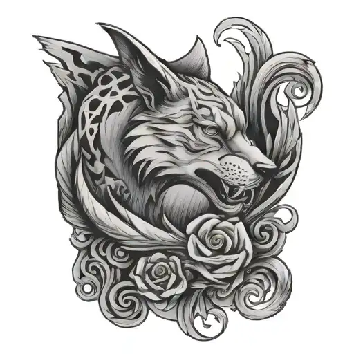 Pisces Sign With Lone Wolf Howling