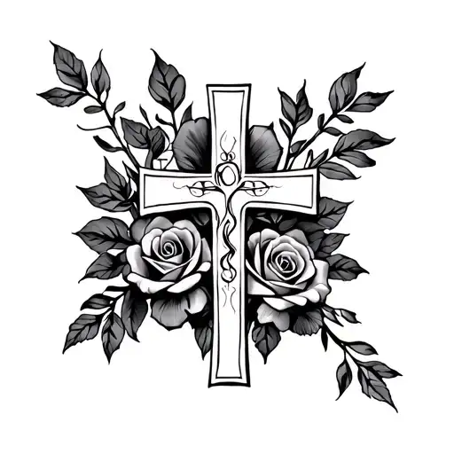 God Cross And Roses