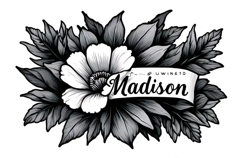 Small Wrist Tattoo That Has The Name Madison And Sweet Pea Flower