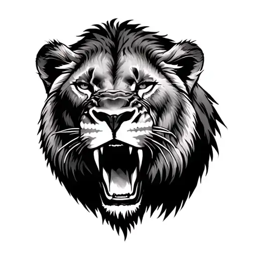 Lioness Roaring Bold Outlines