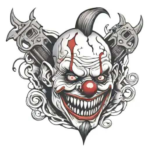 Guns Clowns Grotesque Ripped Flesh Stitched