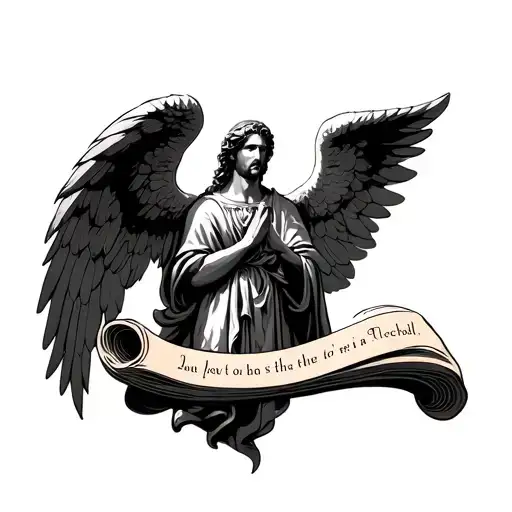 Saint Michael Archangel With His Prayer Written With Scroll