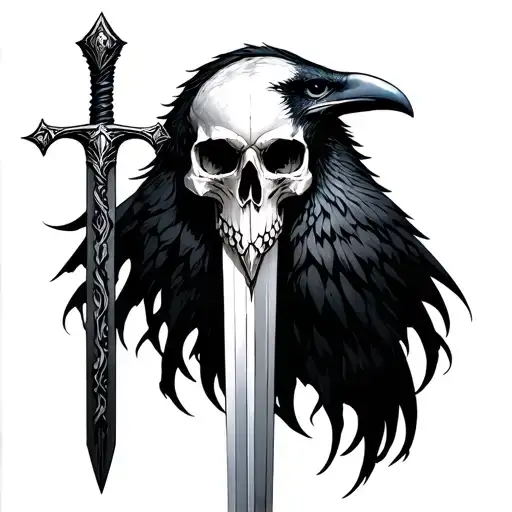 Morrigan Goddess Raven Skull Sword