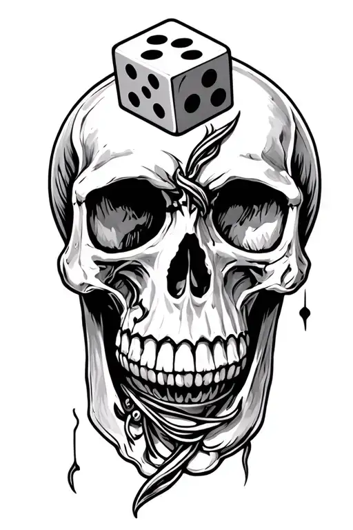 Skull And Dice Intertwined