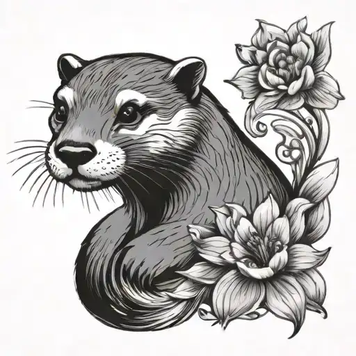 Otter With Flowers