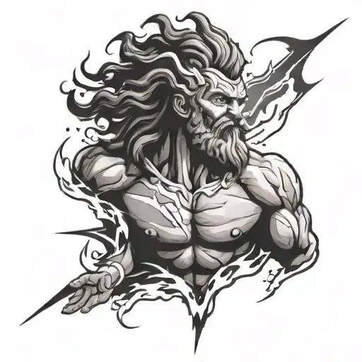Zeus Wielding A Lightning Bolt