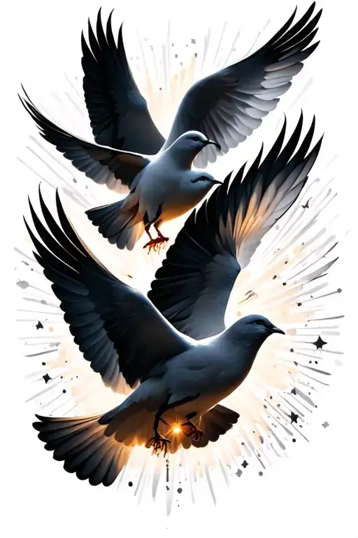 Doves Flying And Lights