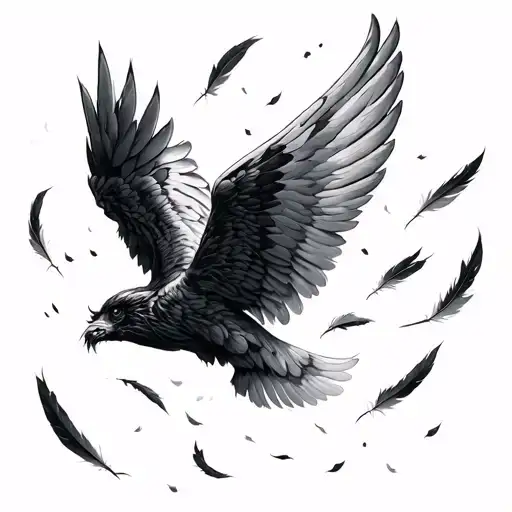 Only Wings That Are Flying And Losing Feathers Falling