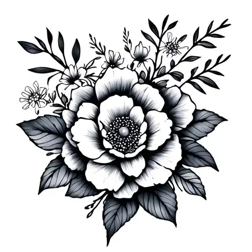 Flower Bouquet Fine Line