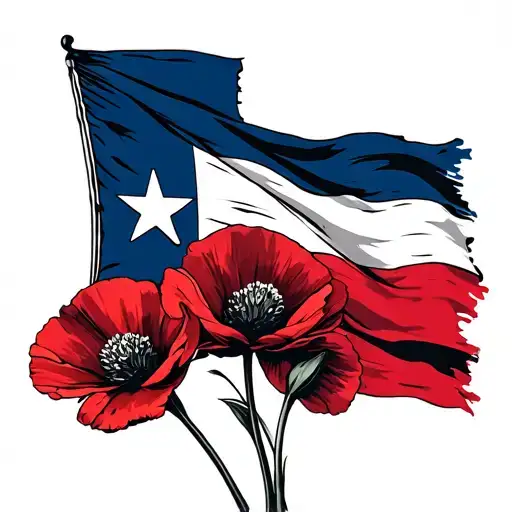 California Poppies And Texas Flag