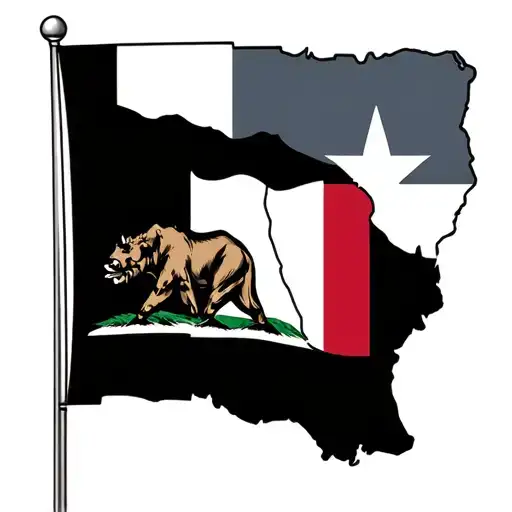 California Flag And Texas Flag