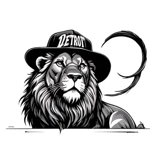Lion With A Detroit Hat