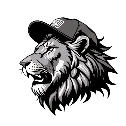 Lion With A Detroit Fitted Hat