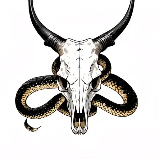 Longhorn Skull With Viper Wrapping