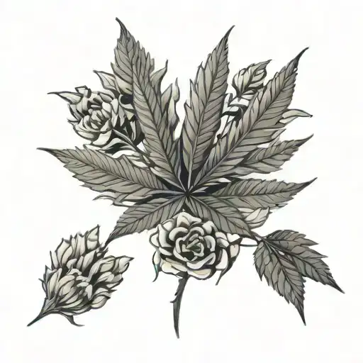 Cannabis Leaf And Half Carnation Flower
