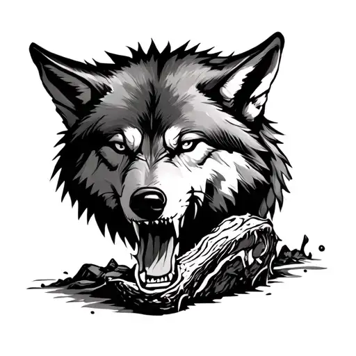 Wolf Tearing Meat