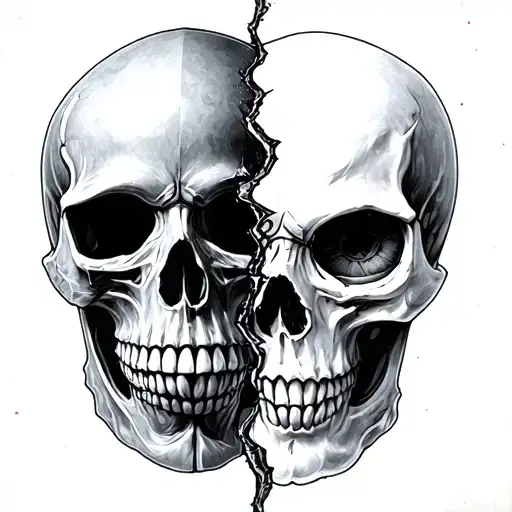 A Skull That Represents The Division Of 2 People Highly Appreciated