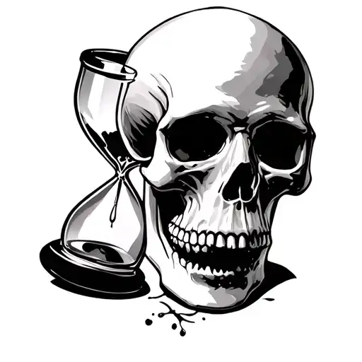 Silent Skull With Hour Glass