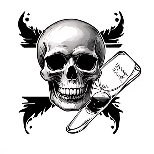 Silent Skull With Hour Glass